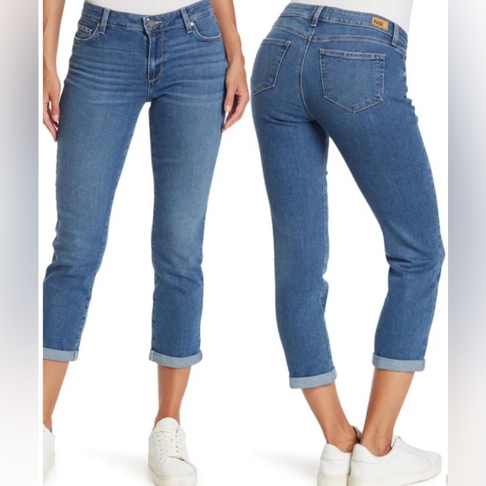 NEW $228 PAIGE Women’s Brigitte Cropped Jean Julian Destructed Wash 24 Stretch